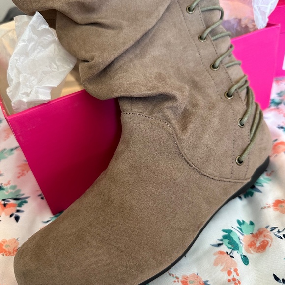 Shoe Dazzle Shoes - Shoe Dazzle  Debora boots in Taupe Color